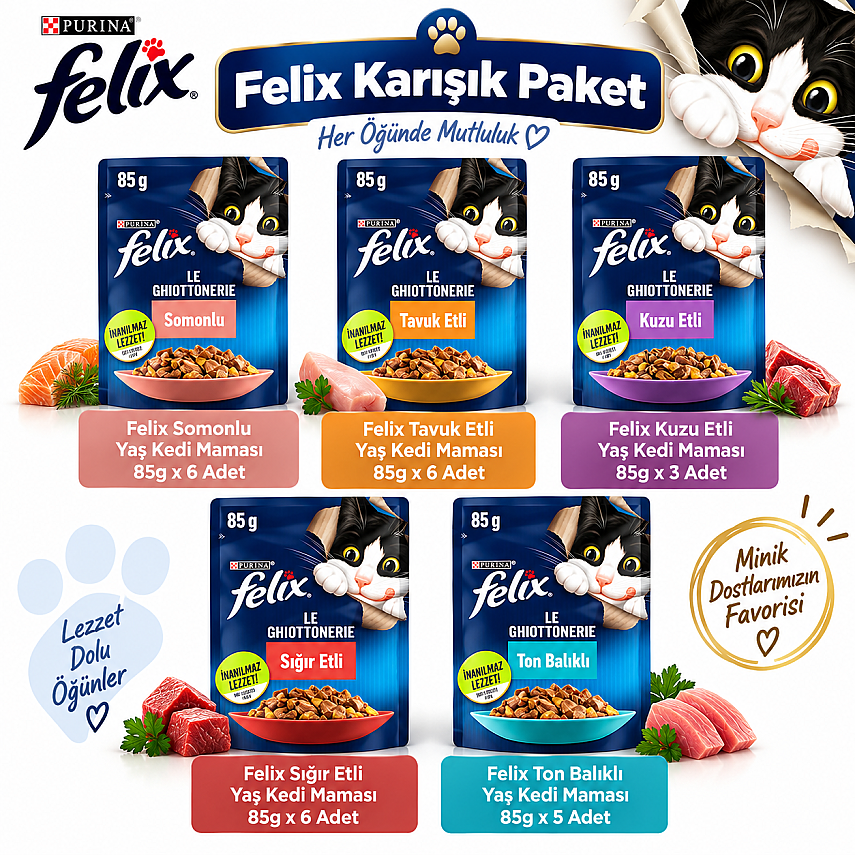 Karışık Yaş Kedi Maması 26 x 85 Gram - 1