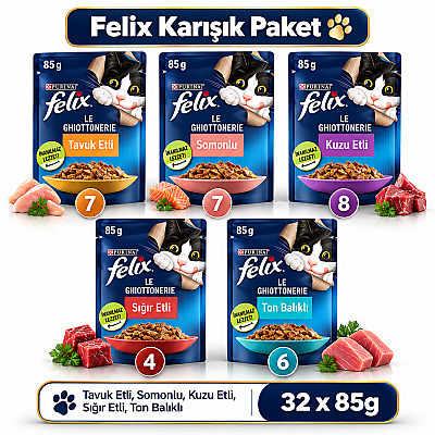 Karışık Yaş Kedi Maması 32 x 85 Gram