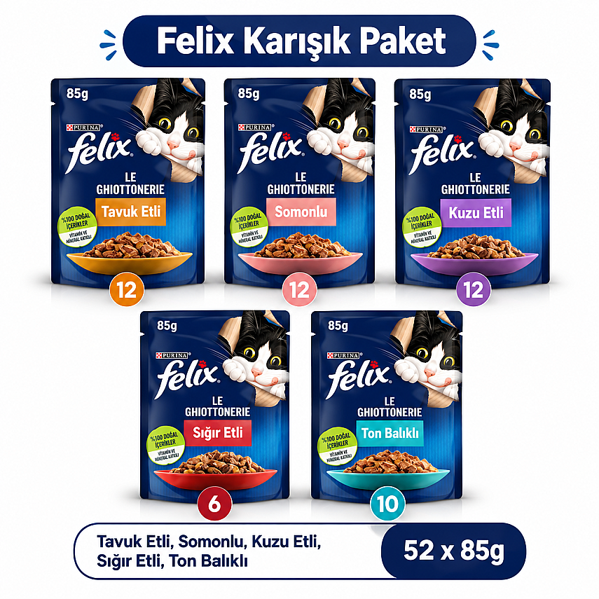 Karışık Yaş Kedi Maması 52 x 85 Gram - 1