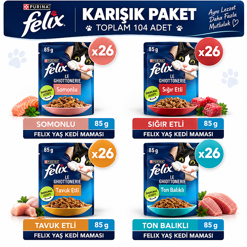  Karışık Yetişkin Yaş Kedi Maması 104 X 85 Gram - 1